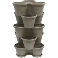 Engelland Blumenständer Säulentopf, Hochbeet, Kräuterbeet (Vorteils-Set, 5 St., 11 Liter Fassungsvermögen je Ebene), fallsicher, UV-beständig, stapelbar, platzsparend, robuster Kunststoff