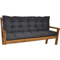 Rattani Bankauflage Kissen / Polster für Gartenbank / Bankkissen 120 cm anthrazit, 2 teiliges Set Sitz und Rückenkissen