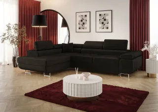 Ecksofa Schlafsofa Sofa MONARO Stoff Monolith Grafit Ottomane Links