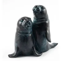 esotec Wasserspeier Figur Seehundpaar Paula und Paul mit Schlauch 1m, 26x16x22cm 100736 (Komplettset)