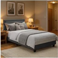 Bealife Polsterbett lsterbett Einzelbett,Bettgestell mit Kopfteil, Lichtleiste (2 Modelle (90x200, 120x200)