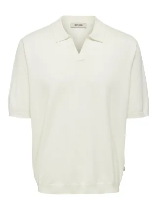ONLY&SONS - ONSWYLER RLX 12 SS SPLIT KNIT NOOS Cloud Dancer - Gr. - S