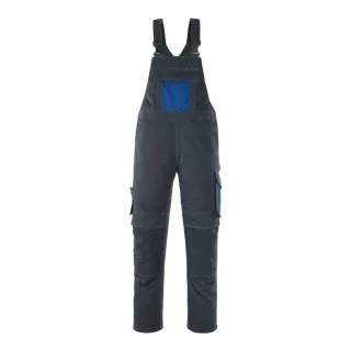 MASCOT Leipzig Latzhose mit Knietaschen UNIQUE Schwarzblau / Kornblau 52 - 12069-203-01011-76C52