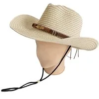 Vivi Idee Cowboyhut Strohhut Unisex, Sonnenhut Westernhut Faltbar, Sommerhut Strandmütze mit Kunstleder Band