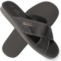filsko Filsum Herren Leder Pantolette Überkreuz-Design, Echtleder, offene Slipper