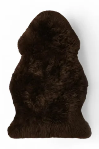 Echter schokoladenbrauner Schaffell-Teppich, natürlich, seidig, weich und flauschig, echte Wolle