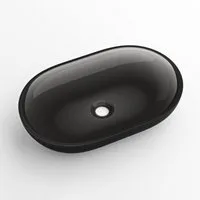 Mai & Mai Waschbecken Aufsatzwaschbecken Oval transparent Kunstharz 54x34x10,5 cm Coloria03, Lichtdurchlässiges Design,Nahtlose Fertigung,Aufsatzwaschbecken