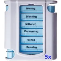 VABIONO Pillendose Wochendosierer Tablettenbox Medikamentenbox Pillenbox 4Fächer/Tag (Deutsche Marke, 5 St., Auf Ihren Bedarf abgestimmte Menge), kostenloser Versand