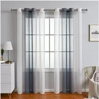TUWENA Gardine 2er Farbverlauf Vorhänge Gardine, Mit Ösen Transparente Voile Gardine