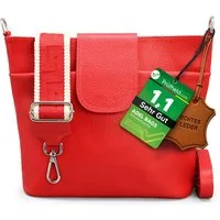 Adel Bags Schultertasche SARA Umhängetasche für Damen, Schultertasche aus Echtleder (Test SEHR GUT, Note 1.1), 20 Farboptionen, Hergestellt in Italien, mit 2 Riemen
