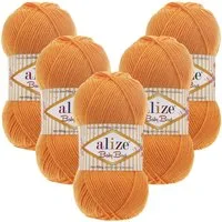 Alize 5 x ALIZE Baby Best 336 Orange Häkelwolle, 240 m, Babywolle,Viskose,Anti-Pilling,Babygarn