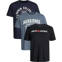 Jack & Jones Print-Shirt Bequemes Slimfit Shirt (Spar-Set, 3er-Pack) in Unifarbe mit Print