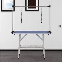 PawHut Hundeschermaschine Hunde Höhenverstellbar Tier Klappbar Hundefriseur Tisch, Pflegetisch, für Innenbereich, Blau