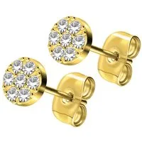 FILANGO Paar Ohrstecker Titan Ohrstecker DISC + EINGEFASSTE KRISTALLE (Ohrstecker, 1-tlg)