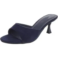 Ital-Design Damen Mules mit Blockabsatz und offener Spitze Pantolette (91742559) Pfennig-/Stilettoabsatz Sandalen & Sandaletten in Dunkelblau