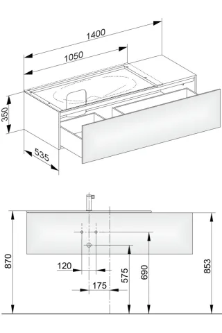 Keuco Waschtischunterschrank Edition 11 31163,1 Front-Auszug, B: 1400, H: 350, T: 535 mm 31163110000