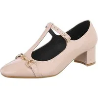 Ital-Design Damen Abendschuhe Elegant Pumps (87118083) Blockabsatz Schnür- & Riemchenpumps in Beige