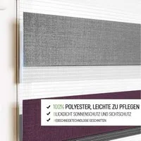 Doppelrollo doppelrollo Klemmfix ohne Bohren, OUBO, verdunkelnd, verspannt, Klämmträger, Lichtschutz schnelle und einfache Montage mit beiliegendem