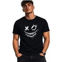 coole-fun-t-shirts Print-Shirt Herren T-Shirt Schwarz mit Horror Smiley Print GrinX Streetwear GrinX T-Shirt Horror Grinsen Schwarz Herren