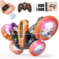 Vivitar Spielzeug-Auto RC-Stuntauto mit Gestensteuerung, 2,4-GHz-Fernbedienung, 360°-Drehung, (LED-Licht & Musik, Geschenkidee für Jungen und Mädchen, Zwei-Wege-Fahrt, robustes Kinderspielzeugauto für drinnen & draußen), 2 Akkus für bis zu 60 Minuten