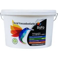 RyFo Colors Fassadenfarbe Acryl Fassadenfarbe weiß 10l, 1 L ca. 6 m², wetterbeständig, schlagregendicht, diffusionsfähig, spannungsarm
