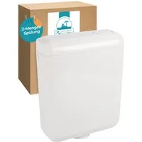 Calmwaters Spülkasten, Komplettset Anschluss links/rechts, Anschluss hinten separat zu kaufen, Aufputzspülkasten, Weiß, Zwei-Mengen-Technik, Sparspülung, 29HB2732