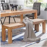 FINEBUY Essbank FB39693 Akazie Massivholz Esszimmer Sitzbank 180x35 cm Esszimmerbank (Akazie Massivholz 180x45x35 cm Esszimmerbank), Küchenbank Esszimmer ohne Lehne, Landhausstil