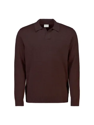 No Excess - Pullover Polo V Melange Dark Brown - Gr. - M