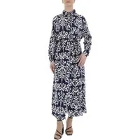 Ital-Design Maxikleid Damen Freizeit (85885238) Ornamente Blusenkleid in Blau