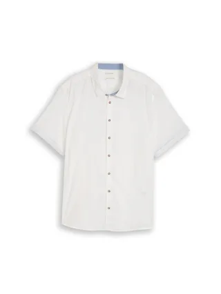 Tom Tailor - Plus Size - Regular Fit Kurzarmhemd mit Leinenanteil white - Gr. - 3XL
