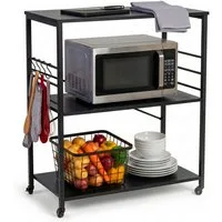 relaxdays Servierwagen Küchenrollwagen 3 Ebenen, (7 St), schwarz, 80 cm