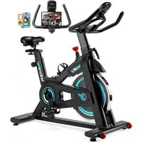 Wenoker Heimtrainer Fahrrad mit APP, Leise Stationäres Fahrrad für Zuhause, mit App, LCD, Tablet-Halter, Zwift/Kinomap-komp., ergonom. Sitz, 140kg