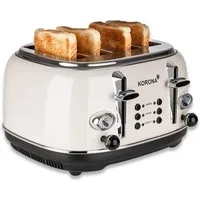 KORONA Toaster Retro Toaster 4 Scheiben, Vintage Design, Analoge Anzeigen, 2 separate Röstbereiche
