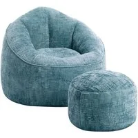 Lexzurn Sitzsack Sitzsack Lazy Sofa Gaming Sitzsack mit Hocker, Sitz Sack mit (Granularer-MemorySchwamm Füllung, Lounge Sessel, Lounge Stuhl, 97x93x77 cm Couch für Erwachsene und Kinder), Weich und Formstabil, Für Schlafzimmer, Büro und Wohnzimmer