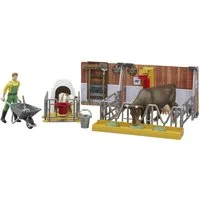 Bruder® Spielzeug-Auto bruder Kuh- und Kälberstall mit Landwirt Fertigmodell Landwirtschaft