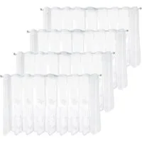 FOUORTUNATE-BEE Gardine 4er Set weiße Spitzen-Bistrogardinen 130×45 cm, halbtransparent (4 St), Bestickte Scheibengardinen für Küche & Wohnzimmer, modern
