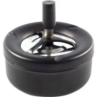 Aschenbecher MOKER, Ø 12 cm, Schwarz, Edelstahl, Rostfrei, mit drehender Scheibe, Zigarettenmulden zum Ablegen