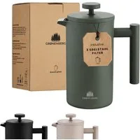 GRØNENBERG French Press Kanne 0,6 oder 1 Liter l Edelstahl Kaffeebereiter mit Thermo Effekt, 0.6l Kaffeekanne, Kaffeepresse inkl. 3 Ersatz-Filter