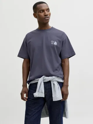 JACK&JONES - JORMAINE BACK TEE SS CREW NECK SN Odyssey Gray - Gr. - XXL