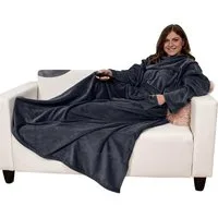 Wohndecke Kuschelig weich Ärmeldecke Ganzkörper Kuscheldecke, heimtexland, Sofadecke mit Ärmeln und Tasche I Cashmere Feeling TV-Decke