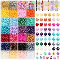 Zaewry Schmuckset 2120 Stück Bunte Perlen zum Auffädeln (Perlen zum Basteln mit Loch 3/6/10mm Jewelry Making Kit, 2120-tlg), Perlen für die Herstellung von Armband Halskette Ohrringe