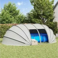 vidaXL Poolüberdachung, Poolzelt Kuppel Grau 538 x 440 x 204 cm