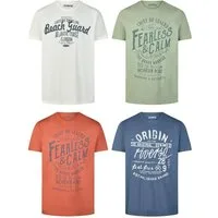 riverso T-Shirt Herren Printshirt RIVLeon Regular Fit (4-tlg) Kurzarm Tee Shirt mit Rundhalsausschnitt aus 100% Baumwolle