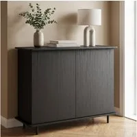 skølm Kommode Grani in Holzoptik mit 2 Push-to-Open Türen (85×105×42 cm), Sideboard mit 5 Fächern & höhenverstellbaren Füßen