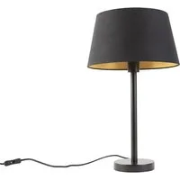 Qazqa Tischleuchte Simplo, ohne Leuchtmittel, Warmweiß, QAZQA Tisch­leuchte, e27, Schwarz, Textil, classic-antique