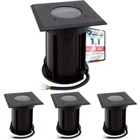 linovum LED Gartenstrahler 4x BOQU Einbau Bodenstrahler für GU10 eckig schwarz IP67 Bodenleuchte