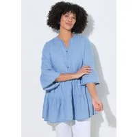 Angel of Style Longbluse Bluse A-Linie softe Jeansoptik Volants