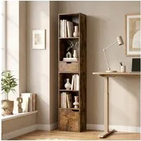 HOMCOM Bücherregal Schmaler Aufbewahrungsregal, Standregale 1-tlg., für Wohnzimmer, Büro, Rustikal-Braun
