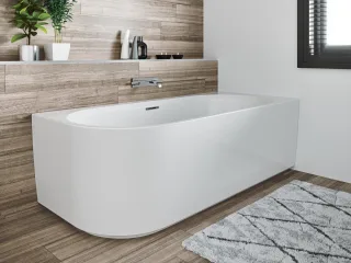 Riho wandstehende Badewanne Desire Corner 184x84 L seidenmatt weiß/s, B088001220 B088001220