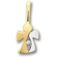 ONE ELEMENT Kettenanhänger Zirkonia Engel Anhänger aus 333 Gelbgold, Zartes Emblem – unaufdringlich und dennoch ausdrucksstark
